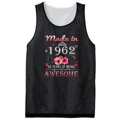 Funny Birthday Gifts Made In 1962 Floral 60th Birthday Mesh Reversible Basketball Jersey Tank