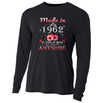 Funny Birthday Gifts Made In 1962 Floral 60th Birthday Cooling Performance Long Sleeve Crew