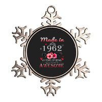 Funny Birthday Gifts Made In 1962 Floral 60th Birthday Metallic Star Ornament