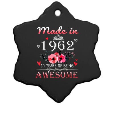 Funny Birthday Gifts Made In 1962 Floral 60th Birthday Ceramic Star Ornament