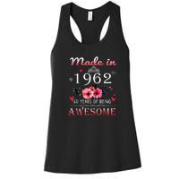 Funny Birthday Gifts Made In 1962 Floral 60th Birthday Women's Racerback Tank