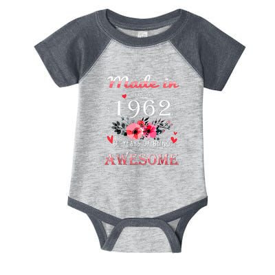 Funny Birthday Gifts Made In 1962 Floral 60th Birthday Infant Baby Jersey Bodysuit