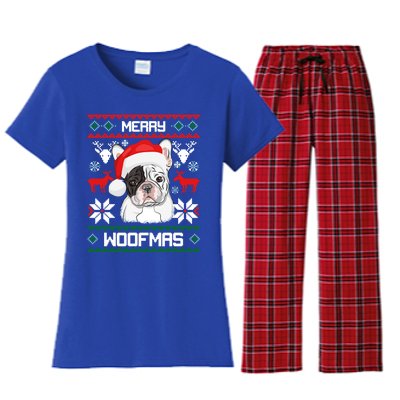 French Bulldog Gift For Merry Christmas Woofmas Frenchie Gift Women's Flannel Pajama Set