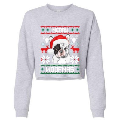 French Bulldog Gift For Merry Christmas Woofmas Frenchie Gift Cropped Pullover Crew