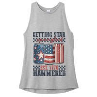 Funny Beer Getting Star Spangled Hammered 4th Of July Preppy Ladies PosiCharge Tri-Blend Wicking Tank