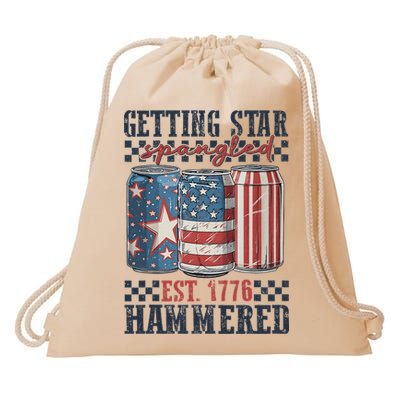 Funny Beer Getting Star Spangled Hammered 4th Of July Preppy Drawstring Bag