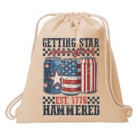 Funny Beer Getting Star Spangled Hammered 4th Of July Preppy Drawstring Bag