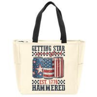Funny Beer Getting Star Spangled Hammered 4th Of July Preppy Zip Tote Bag
