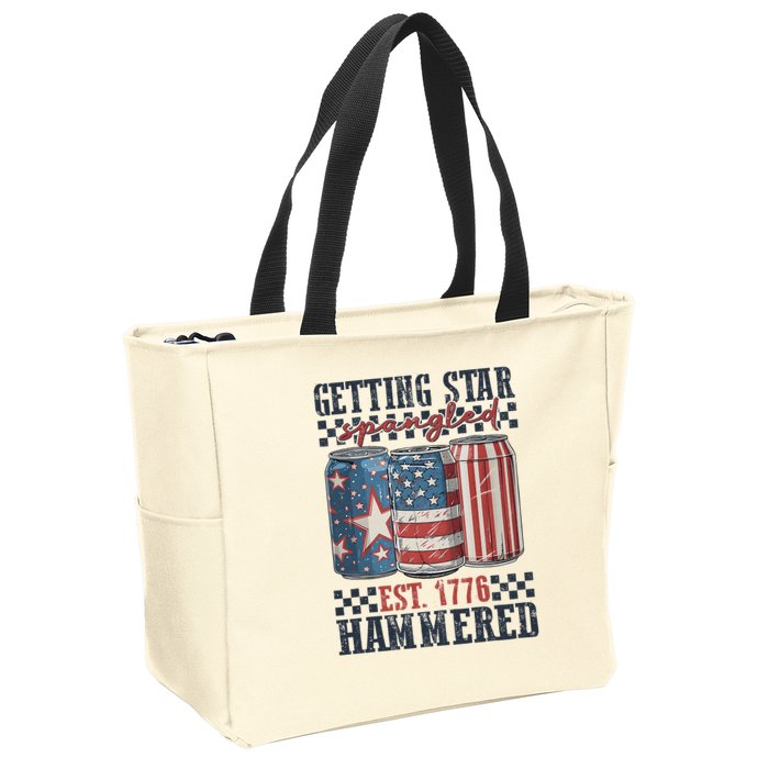 Funny Beer Getting Star Spangled Hammered 4th Of July Preppy Zip Tote Bag