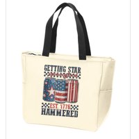 Funny Beer Getting Star Spangled Hammered 4th Of July Preppy Zip Tote Bag