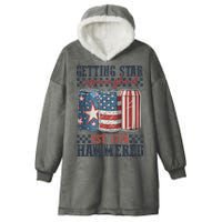 Funny Beer Getting Star Spangled Hammered 4th Of July Preppy Hooded Wearable Blanket