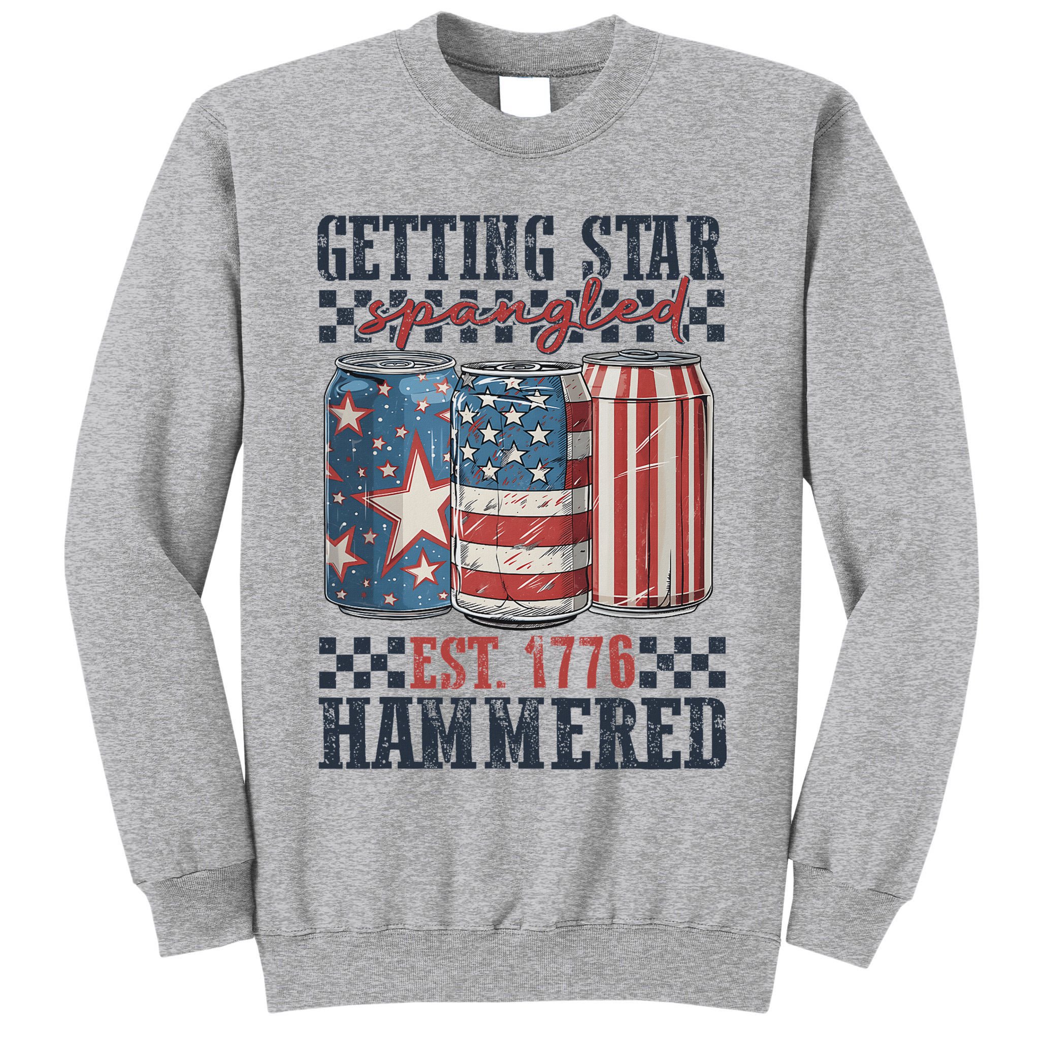 Funny Beer Getting Star Spangled Hammered 4th Of July Preppy Tall Sweatshirt