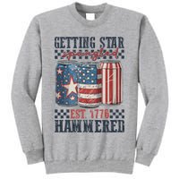 Funny Beer Getting Star Spangled Hammered 4th Of July Preppy Tall Sweatshirt