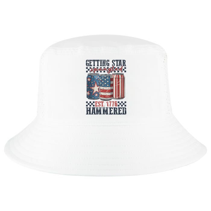 Funny Beer Getting Star Spangled Hammered 4th Of July Preppy Cool Comfort Performance Bucket Hat
