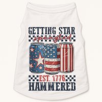 Funny Beer Getting Star Spangled Hammered 4th Of July Preppy Doggie Tank