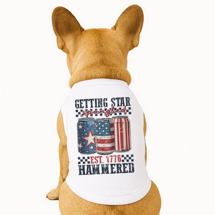 Funny Beer Getting Star Spangled Hammered 4th Of July Preppy Doggie Tank