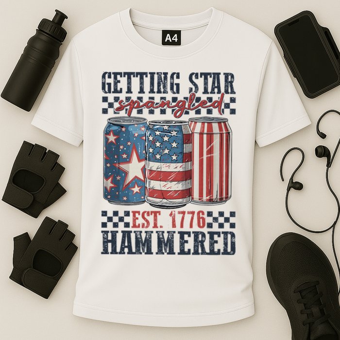 Funny Beer Getting Star Spangled Hammered 4th Of July Preppy Performance Shirt