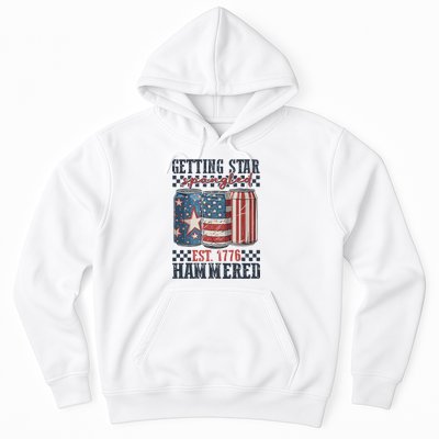 Funny Beer Getting Star Spangled Hammered 4th Of July Preppy Hoodie