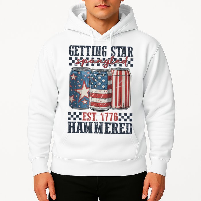 Funny Beer Getting Star Spangled Hammered 4th Of July Preppy Hoodie
