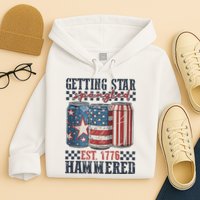 Funny Beer Getting Star Spangled Hammered 4th Of July Preppy Hoodie
