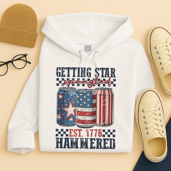 Funny Beer Getting Star Spangled Hammered 4th Of July Preppy Hoodie