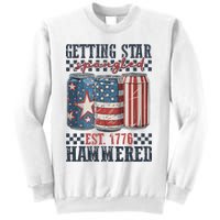 Funny Beer Getting Star Spangled Hammered 4th Of July Preppy Sweatshirt