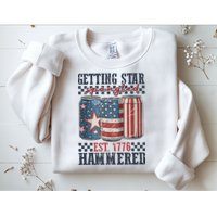 Funny Beer Getting Star Spangled Hammered 4th Of July Preppy Sweatshirt