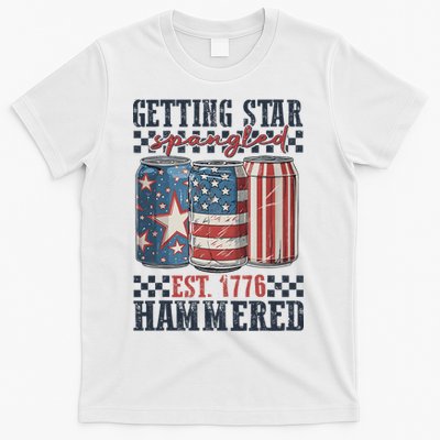 Funny Beer Getting Star Spangled Hammered 4th Of July Preppy T-Shirt