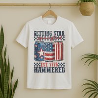 Funny Beer Getting Star Spangled Hammered 4th Of July Preppy T-Shirt