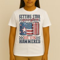 Funny Beer Getting Star Spangled Hammered 4th Of July Preppy T-Shirt