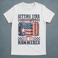 Funny Beer Getting Star Spangled Hammered 4th Of July Preppy T-Shirt