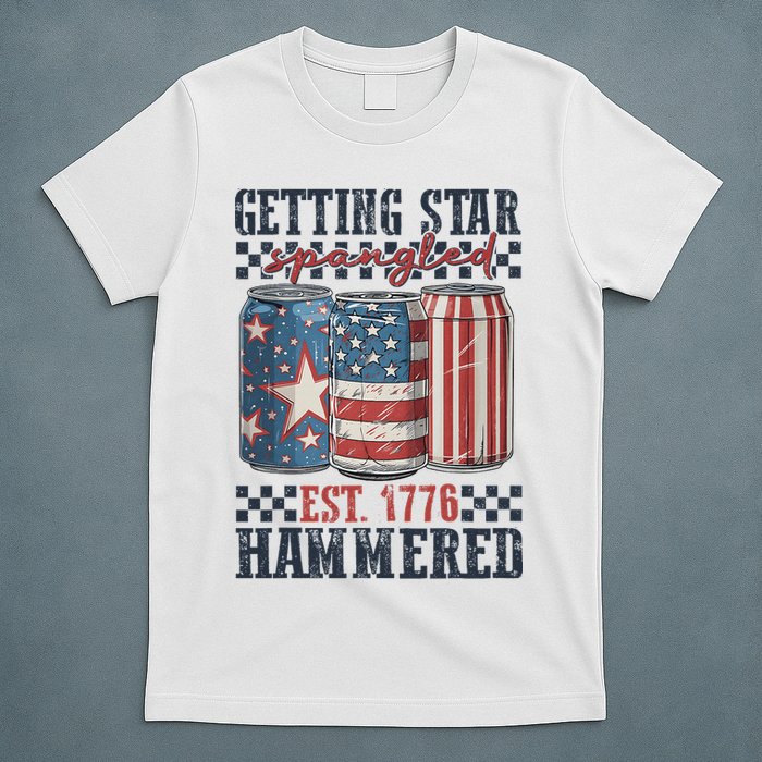 Funny Beer Getting Star Spangled Hammered 4th Of July Preppy T-Shirt