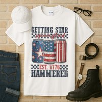 Funny Beer Getting Star Spangled Hammered 4th Of July Preppy Tall T-Shirt