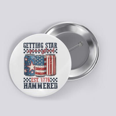 Funny Beer Getting Star Spangled Hammered 4th Of July Preppy Button