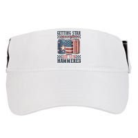 Funny Beer Getting Star Spangled Hammered 4th Of July Preppy Adult Drive Performance Visor