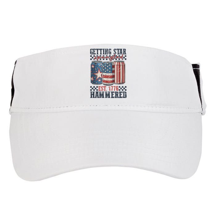 Funny Beer Getting Star Spangled Hammered 4th Of July Preppy Adult Drive Performance Visor