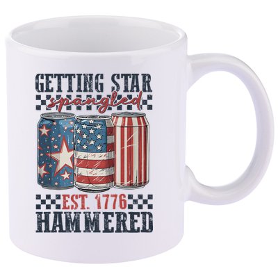 Funny Beer Getting Star Spangled Hammered 4th Of July Preppy 11oz C Handle Ceramic Mug
