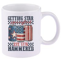 Funny Beer Getting Star Spangled Hammered 4th Of July Preppy 11oz C Handle Ceramic Mug