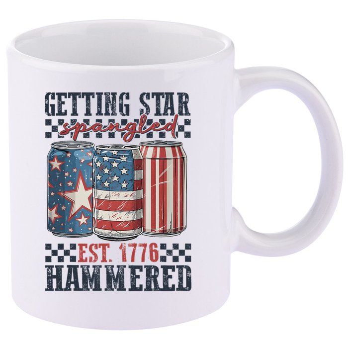 Funny Beer Getting Star Spangled Hammered 4th Of July Preppy 11oz C Handle Ceramic Mug