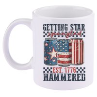 Funny Beer Getting Star Spangled Hammered 4th Of July Preppy 11oz C Handle Ceramic Mug