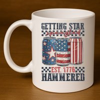 Funny Beer Getting Star Spangled Hammered 4th Of July Preppy 11oz C Handle Ceramic Mug