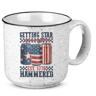 Funny Beer Getting Star Spangled Hammered 4th Of July Preppy 15oz Campfire Ceramic Mug