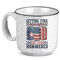 Funny Beer Getting Star Spangled Hammered 4th Of July Preppy 15oz Campfire Ceramic Mug