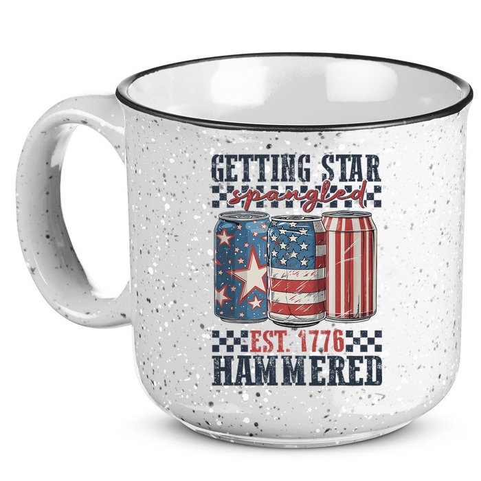 Funny Beer Getting Star Spangled Hammered 4th Of July Preppy 15oz Campfire Ceramic Mug