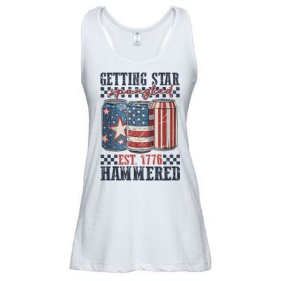 Funny Beer Getting Star Spangled Hammered 4th Of July Preppy Ladies Essential Flowy Tank