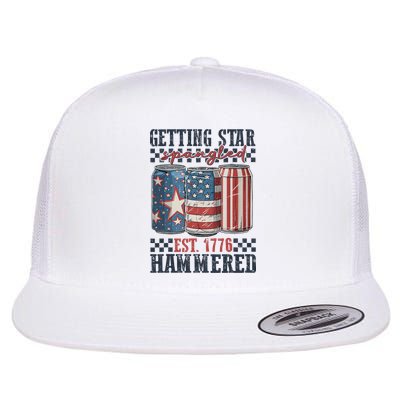 Funny Beer Getting Star Spangled Hammered 4th Of July Preppy Flat Bill Trucker Hat