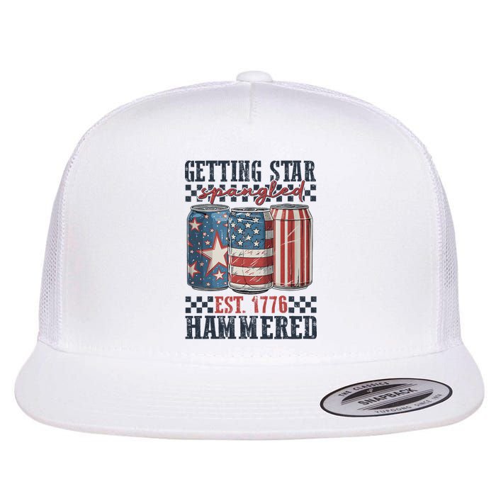 Funny Beer Getting Star Spangled Hammered 4th Of July Preppy Flat Bill Trucker Hat
