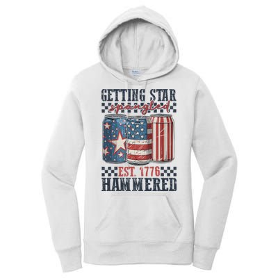 Funny Beer Getting Star Spangled Hammered 4th Of July Preppy Women's Pullover Hoodie