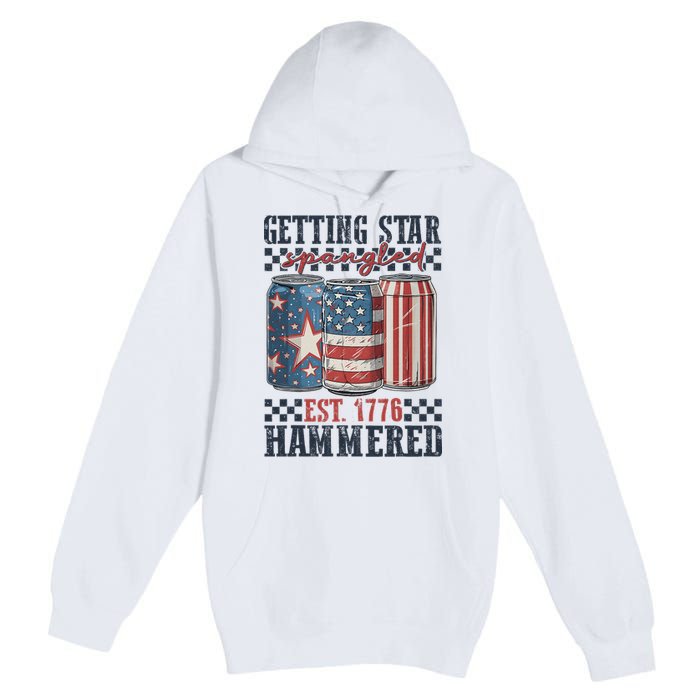 Funny Beer Getting Star Spangled Hammered 4th Of July Preppy Premium Pullover Hoodie