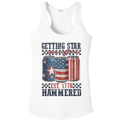 Funny Beer Getting Star Spangled Hammered 4th Of July Preppy Ladies PosiCharge Competitor Racerback Tank